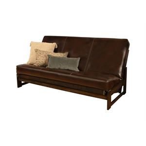 pemberly row full-size futon cover in java brown faux leather