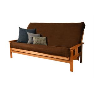 pemberly row queen-size futon cover in suede chocolate fabric