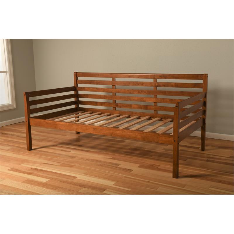 Pemberly Row Wood Twin Daybed Only in Medium Brown - Mattress Not Included
