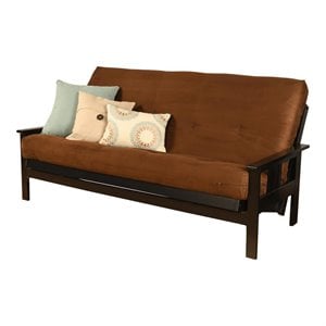 pemberly row full futon with fabric mattress in chocolate and black