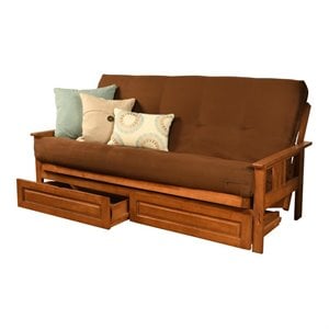 pemberly row futon with suede fabric mattress in chocolate and barbados