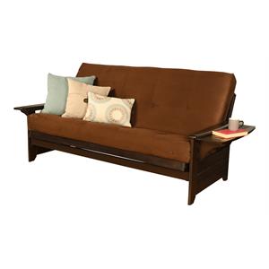 pemberly row frame with suede fabric mattress in brown and espresso