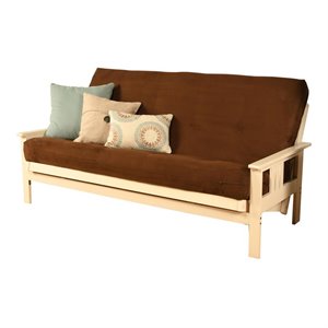pemberly row futon with suede fabric mattress in chocolate and white