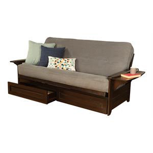pemberly row frame with fabric mattress in espresso and marmont blue