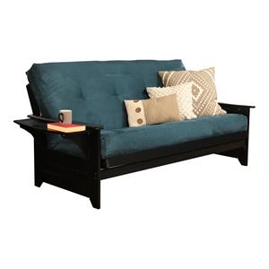 pemberly row frame with suede fabric mattress in navy blue and black