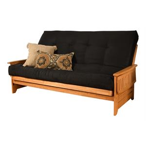 pemberly row futon with black fabric mattress in black and butternut