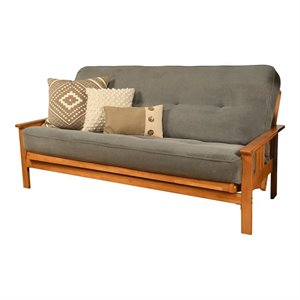 pemberly row futon with fabric mattress in butternut and marmont blue
