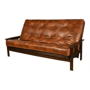 pemberly row espresso queen-size futon with saddle brown mattress