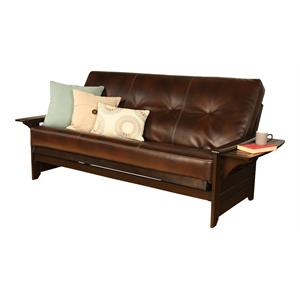 pemberly row espresso futon with java brown faux leather mattress