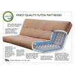 Pemberly Row Queen Futon with Suede Fabric Mattress in Tan and Walnut