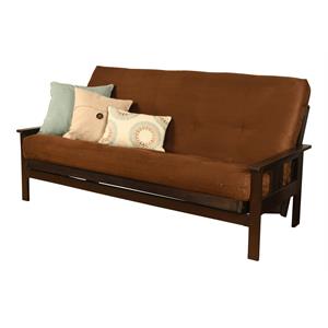 pemberly row futon with suede fabric mattress in chocolate and espresso