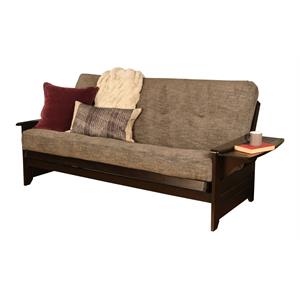 pemberly row frame with hand woven fabric mattress in espresso and gray