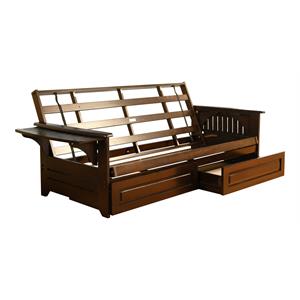 pemberly row hardwood frame with storage drawers in brown and espresso