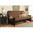 Pemberly Row Frame with Linen Fabric Mattress in Black and Cocoa Brown