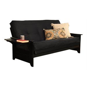 pemberly row traditional frame with suede fabric mattress in black