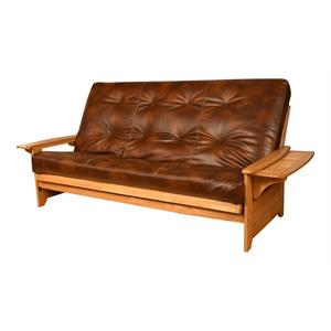 pemberly row butternut queen-size futon with saddle brown mattress