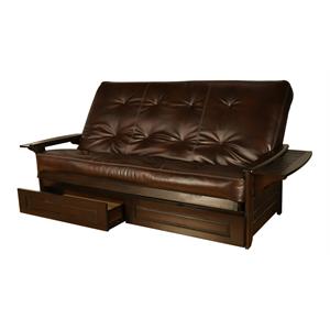 pemberly row espresso queen-size storage futon with brown mattress