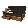 Pemberly Row Queen Futon with Suede Fabric Mattress in Black and Walnut