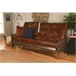 Pemberly Row Queen Futon with Faux Leather Mattress in Saddle Brown