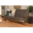 Pemberly Row Queen Futon with Fabric Mattress in Gray and Rustic Walnut