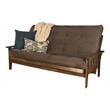 Pemberly Row Queen Futon with Fabric Mattress in Gray and Rustic Walnut