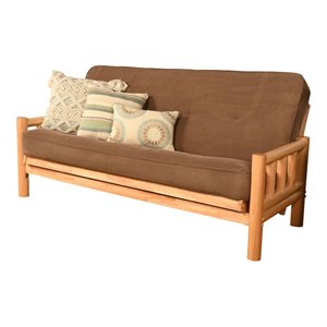 pemberly row futon with fabric mattress in natural and marmont mocha brown