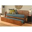 Pemberly Row Daybed and Trundle in Barbados Brown with Aqua Mattresses