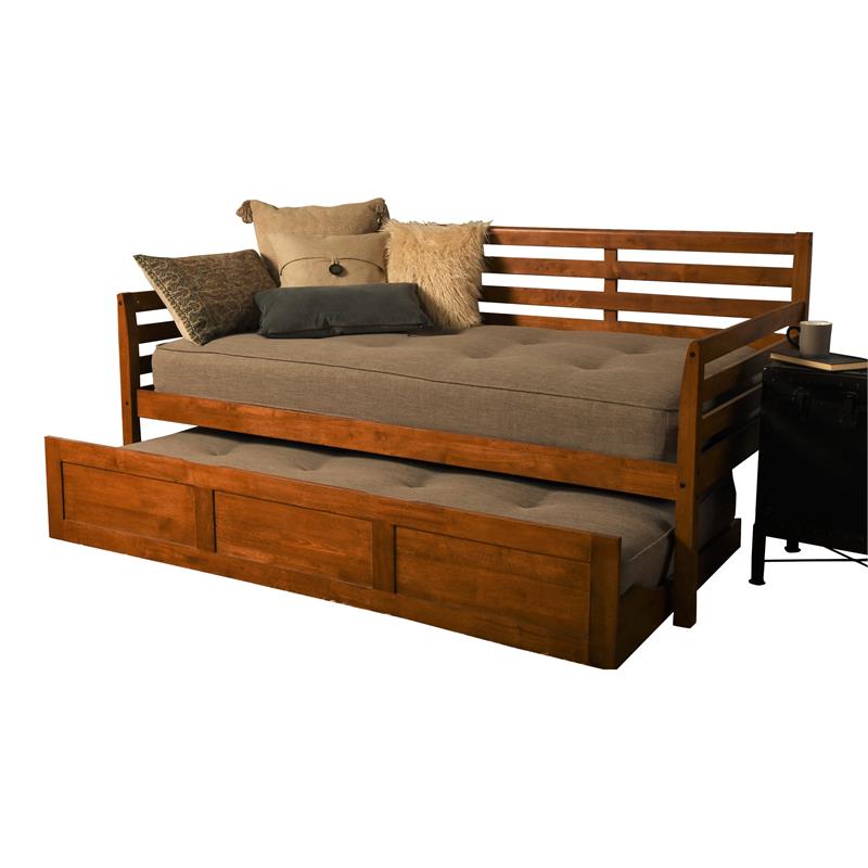 Pemberly Row Traditional Wood Daybed and Trundle in Barbados Brown