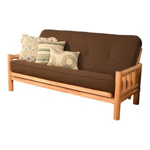pemberly row futon with linen fabric mattress in natural and cocoa brown
