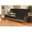 Pemberly Row Queen Futon with Fabric Mattress in Black and Rustic Walnut