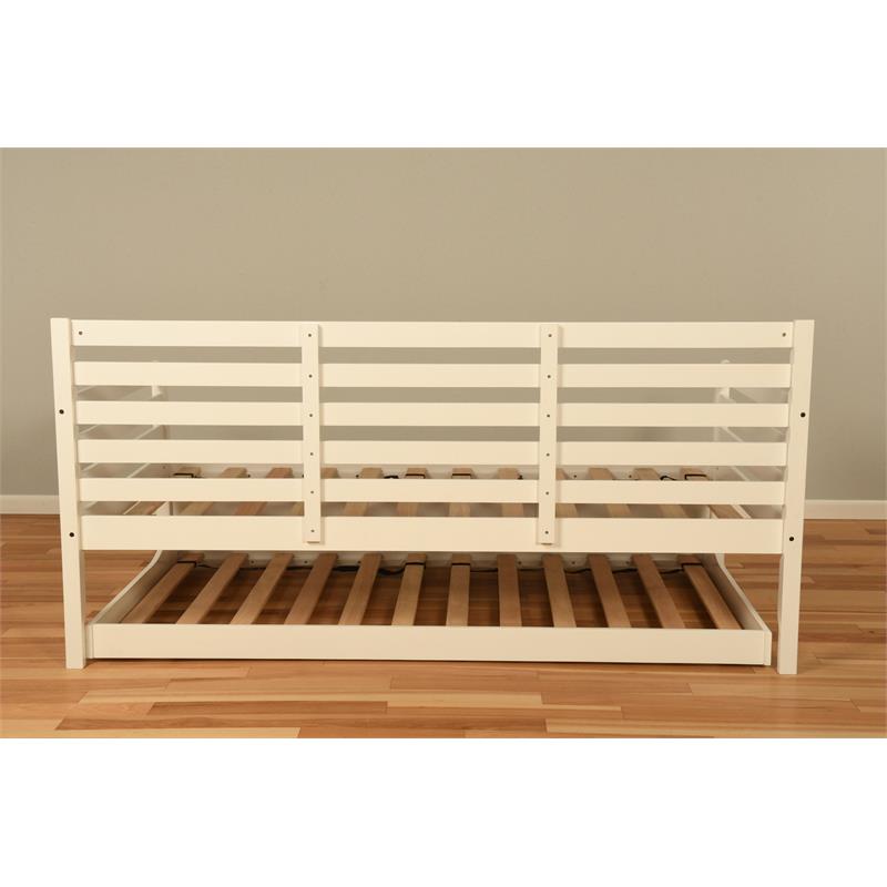 Pemberly Row Daybed and Trundle in White with Linen Stone Mattresses