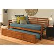 Pemberly Row Traditional Wood Twin Daybed with Trundle in Brown-Mattress Not Included