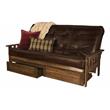 Pemberly Row Queen Storage Futon and Java Brown Faux Leather Mattress