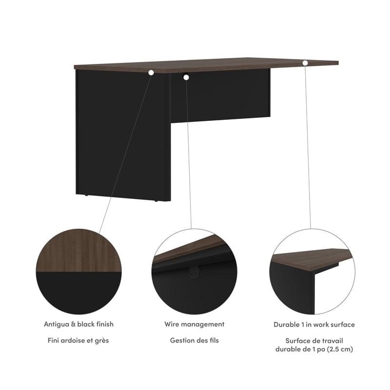 Pemberly Row Traditional Desk Return in Antigua and Black