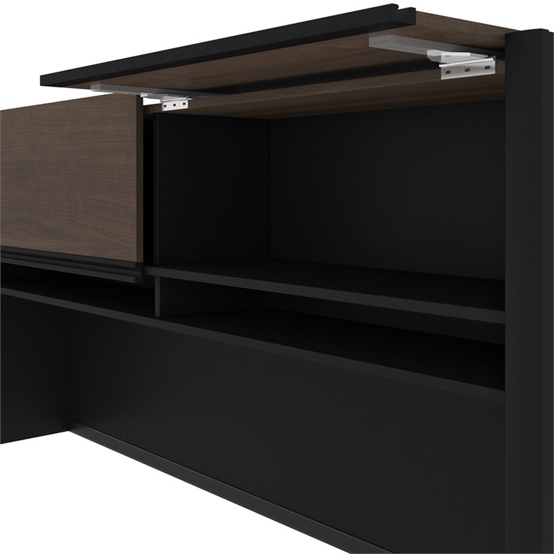 Pemberly Row Traditional Credenza Hutch in Antigua and Black