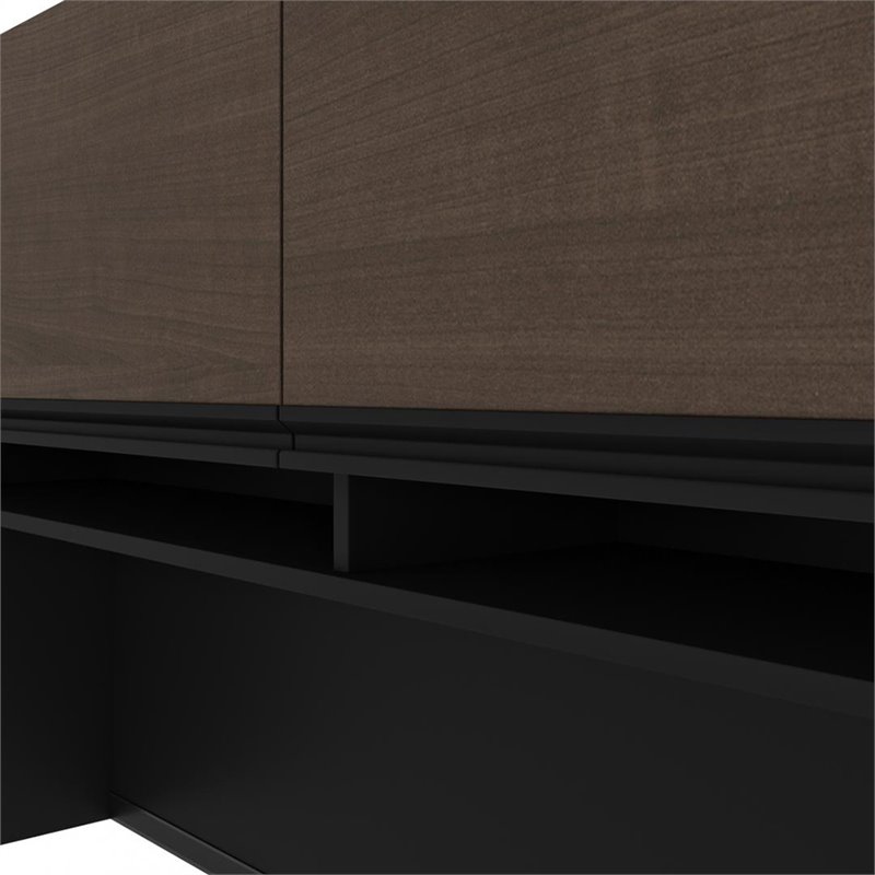 Pemberly Row Traditional Credenza Hutch in Antigua and Black