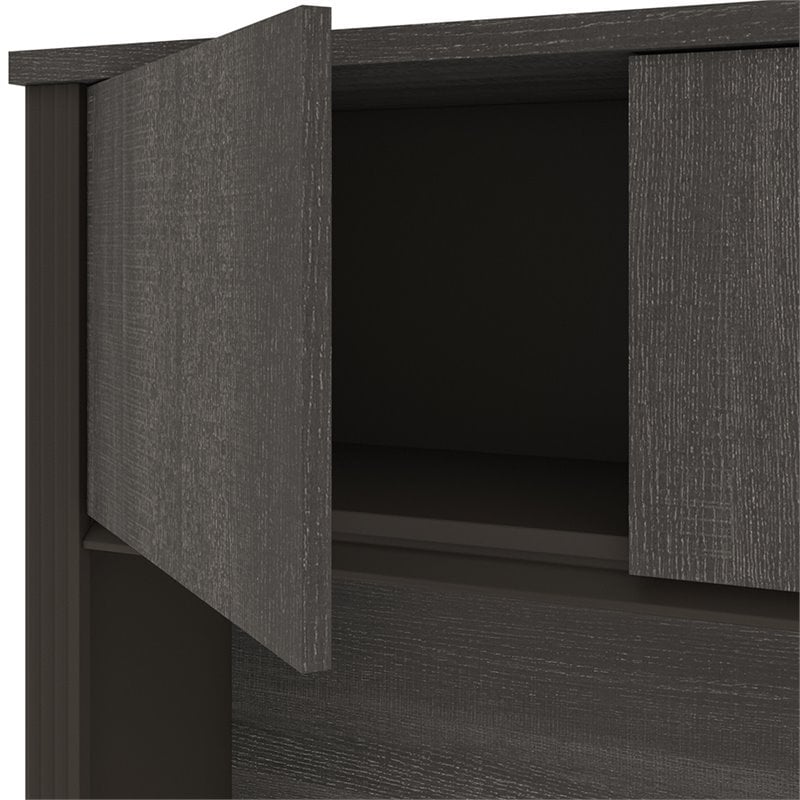 Pemberly Row Traditional Credenza Hutch in Bark Gray and Slate
