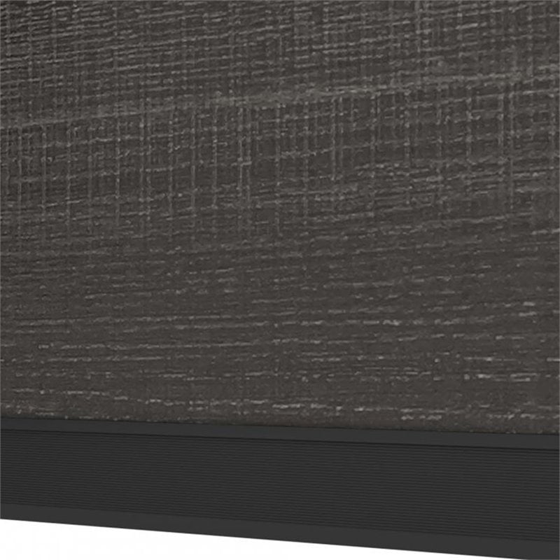 Pemberly Row Traditional Credenza Hutch in Bark Gray and Slate