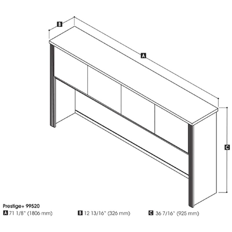 Pemberly Row Traditional Credenza Hutch in Bark Gray and Slate