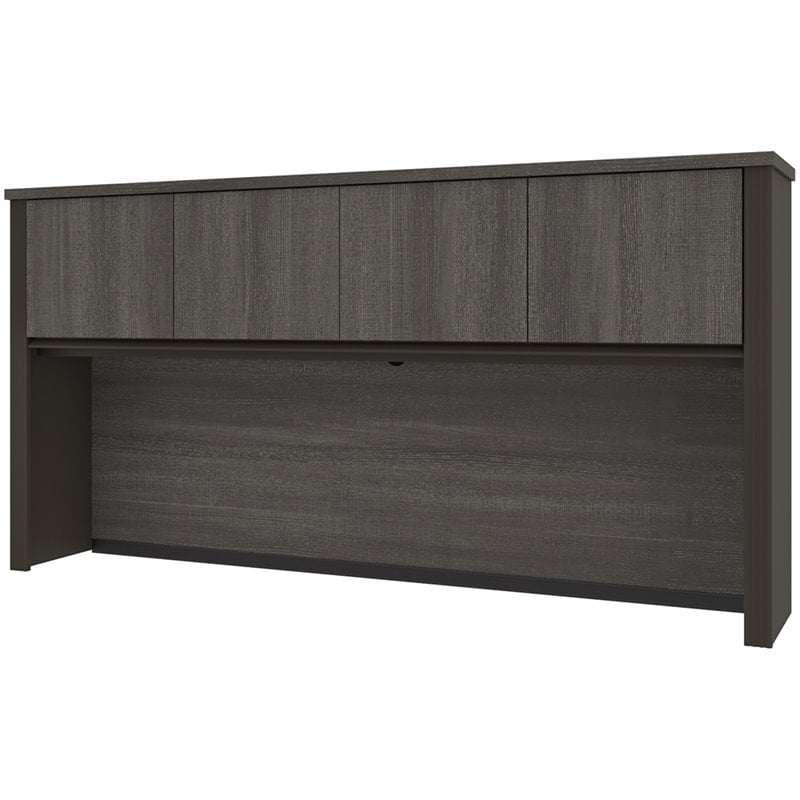 Pemberly Row Traditional Credenza Hutch in Bark Gray and Slate