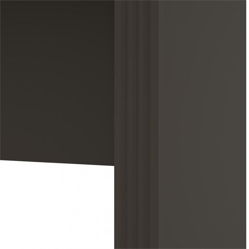 Pemberly Row Traditional Plus Credenza Desk in Bark Gray and Slate
