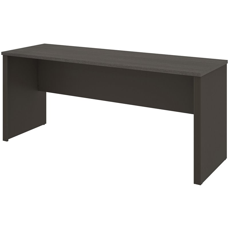 Pemberly Row Traditional Plus Credenza Desk in Bark Gray and Slate