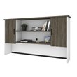 Pemberly Row Traditional 2 Door Desk Hutch in Walnut Gray and White