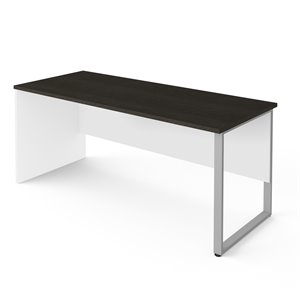 Pemberly Row Traditional Plus 72&quot Table Desk in White and Deep Gray