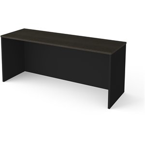 Pemberly Row Traditional 72&quot Narrow Desk Shell in Deep Gray and Black