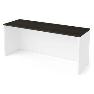 Pemberly Row Traditional 72&quot Narrow Desk Shell in White and Deep Gray