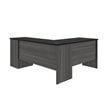 Pemberly Row Traditional L Shaped Computer Desk in Black and Bark Gray