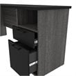 Pemberly Row Traditional L Shaped Computer Desk in Black and Bark Gray