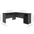 Pemberly Row Traditional L Shaped Computer Desk in Black and Bark Gray