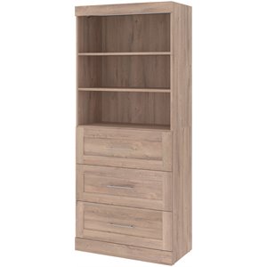 Pemberly Row 36&quot Storage Unit with 3 Drawers in Rustic Brown
